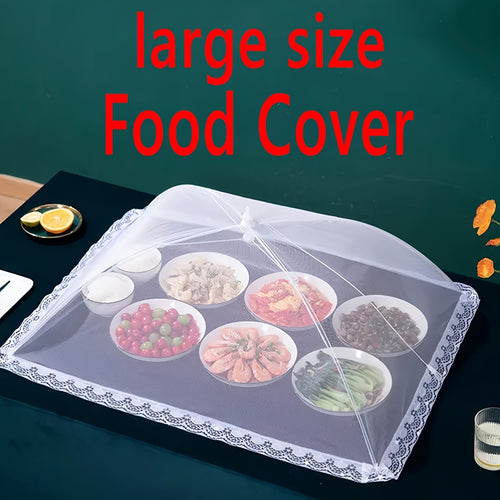 A Set of Collapsible Stainless Steel Food Covers with Lace Edges, Large Insect And Dust Shields, Suitable for Outdoor Parties, Picnics, Barbecues, And Camping, Kitchen Organizing Additions