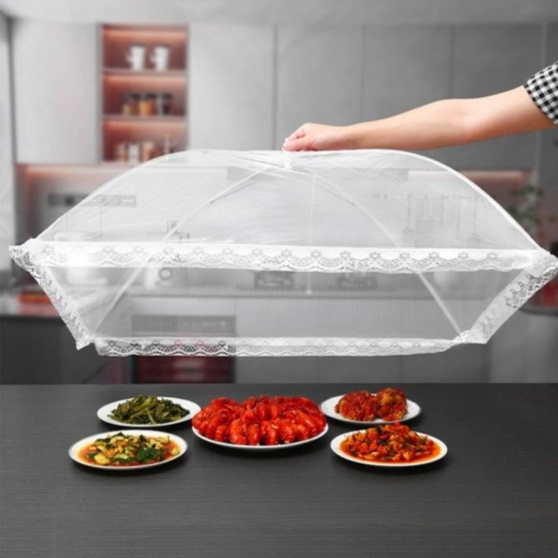 Collapsible White Net Food Cover Tent - Strong Insect And Fly Protection, Portable Outdoor Food Shade, Easy-Clean Mesh Design, Suitable for Picnics, Bbqs, Parties, Outdoor Dining - Compatible with Standard Picnic Tables And Grills