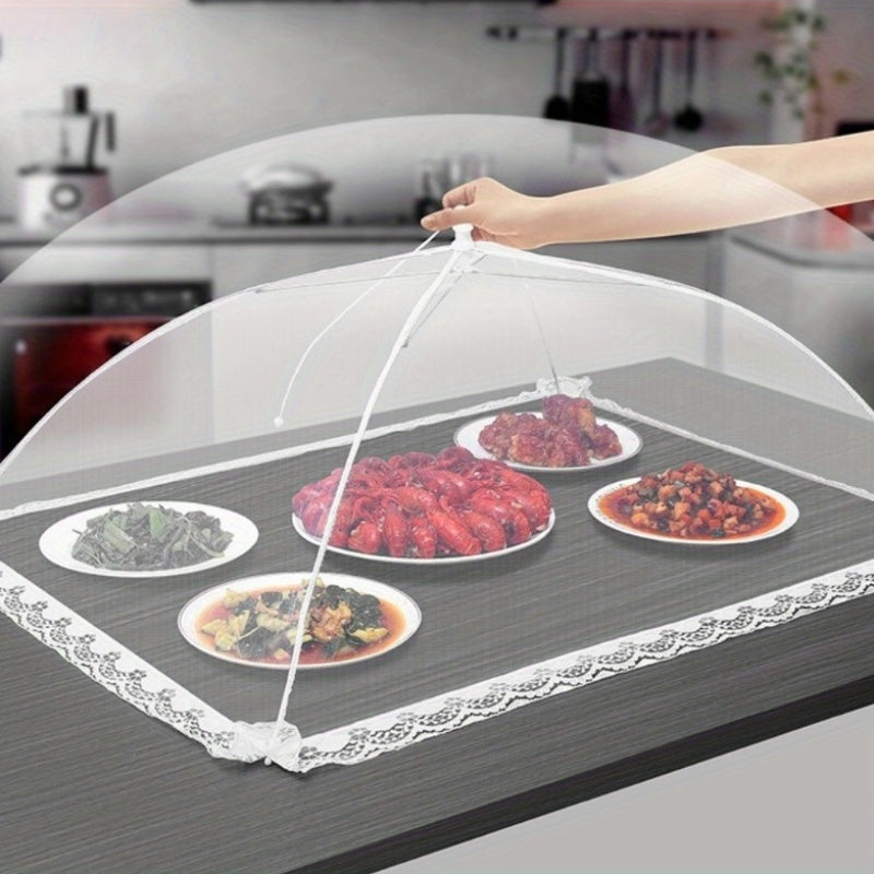 Collapsible White Net Food Cover Tent - Strong Insect And Fly Protection, Portable Outdoor Food Shade, Easy-Clean Mesh Design, Suitable for Picnics, Bbqs, Parties, Outdoor Dining - Compatible with Standard Picnic Tables And Grills