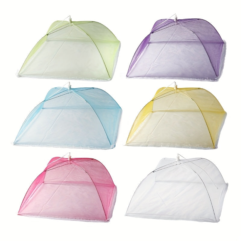 6pcs Random Color 3pcs Colorful Food Covers Combination, Outdoor Picnic Food Covers, Lace Mesh Multi-Color Breathable Food Covers, Anti-Mosquito And Fly, Dust-Proof And Foldable Food Covers