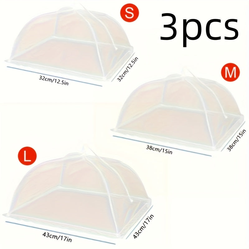 3pcs Mesh Food Cover Set, Foldable Kitchen Food Cover for Home Use, Fly-Proof Food Cover for Outdoor Picnics, Barbecues, and More. Reusable, Washable, and Easy to Clean